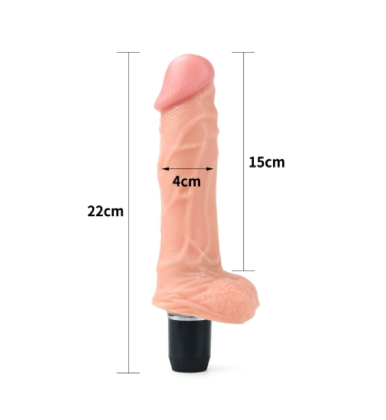 Realistični silikonski vibrator sa testisima i podesivom vibracijom  LV1011-12